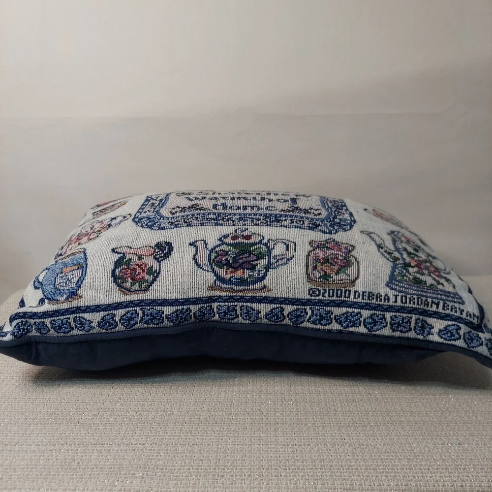 Vintage 2000 Debra Jordan Bryan Tapestry Teapot Share the Warmth of Home Pillow